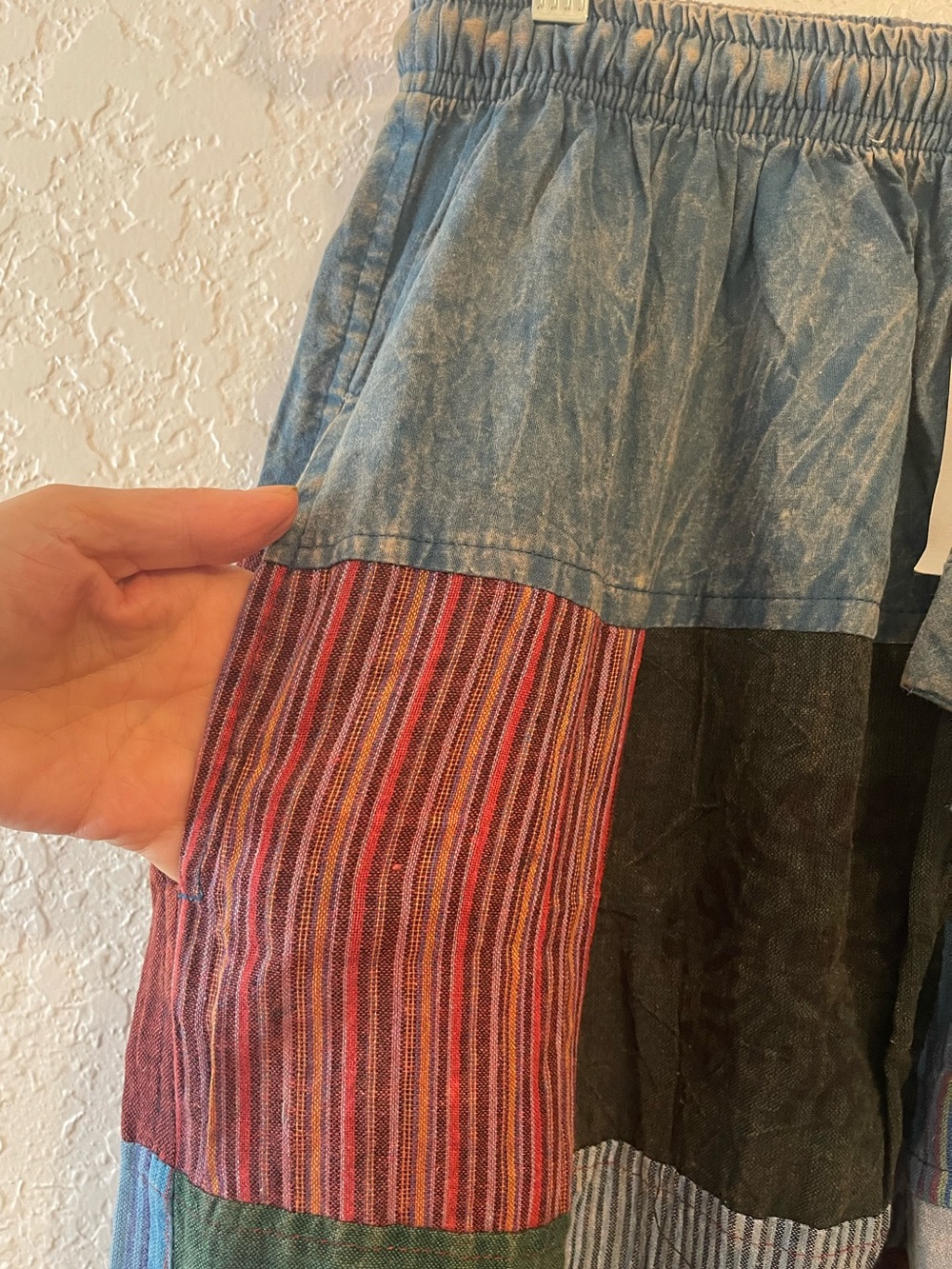 Boho Patchwork Harem Pants With Cuffs / Multicolor – In Size OS New With Tags - Picture 8 of 8